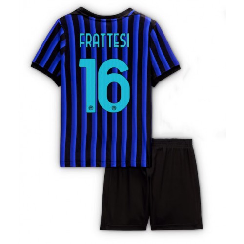 Stroje piłkarskie Inter Milan Davide Frattesi #16 Koszulka Podstawowej dla dzieci 2025-26 Krótki Rękaw (+ szorty)
